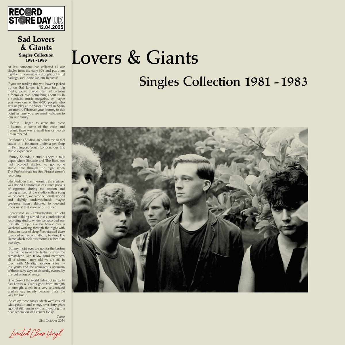 Sad Lovers 038 Giants 8211 Singles collection 1981-1983 8211 1LP 8211 Clear Vinyl Record Store Day 2025