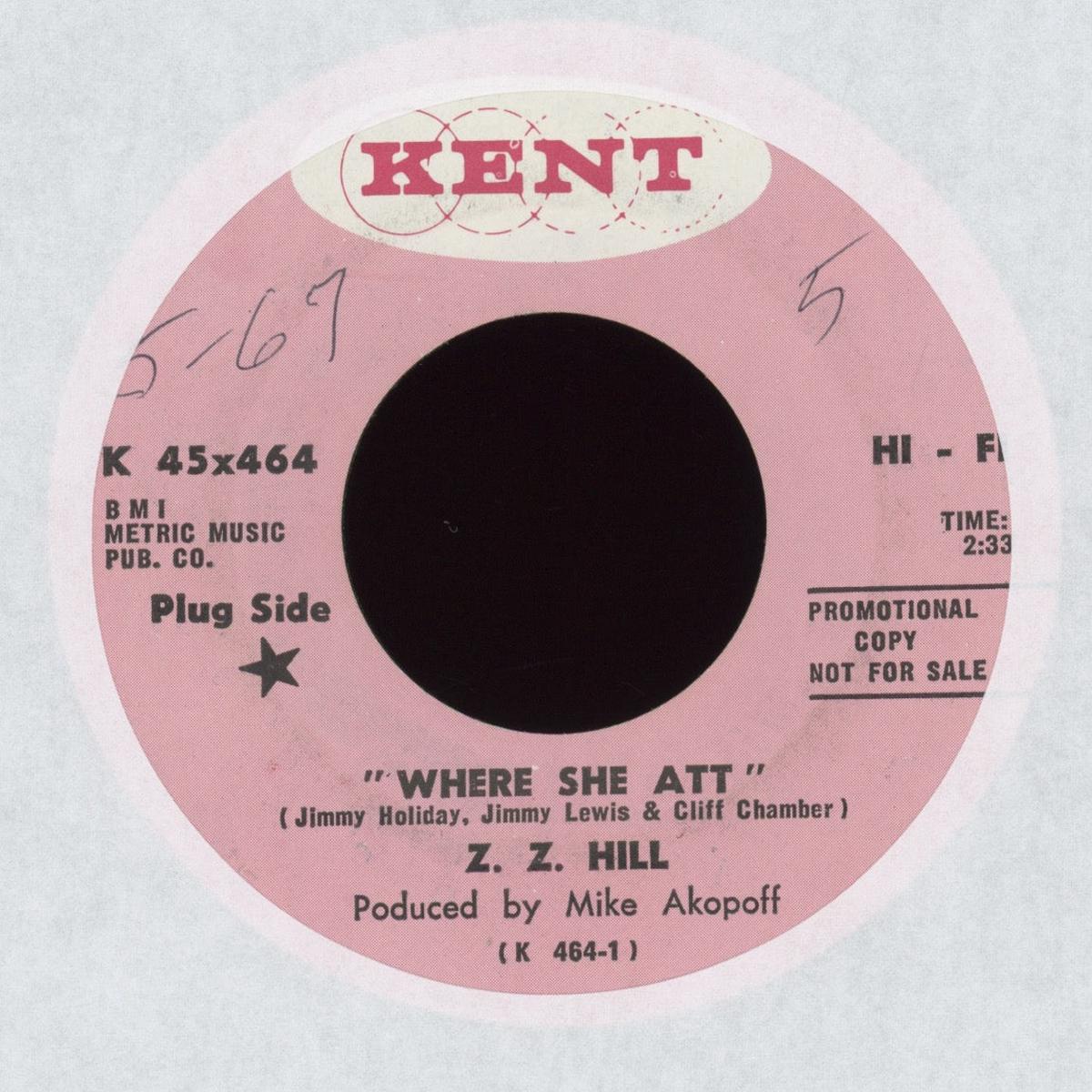 ZZ Hill - Where She Att on Kent Promo Northern Soul 45