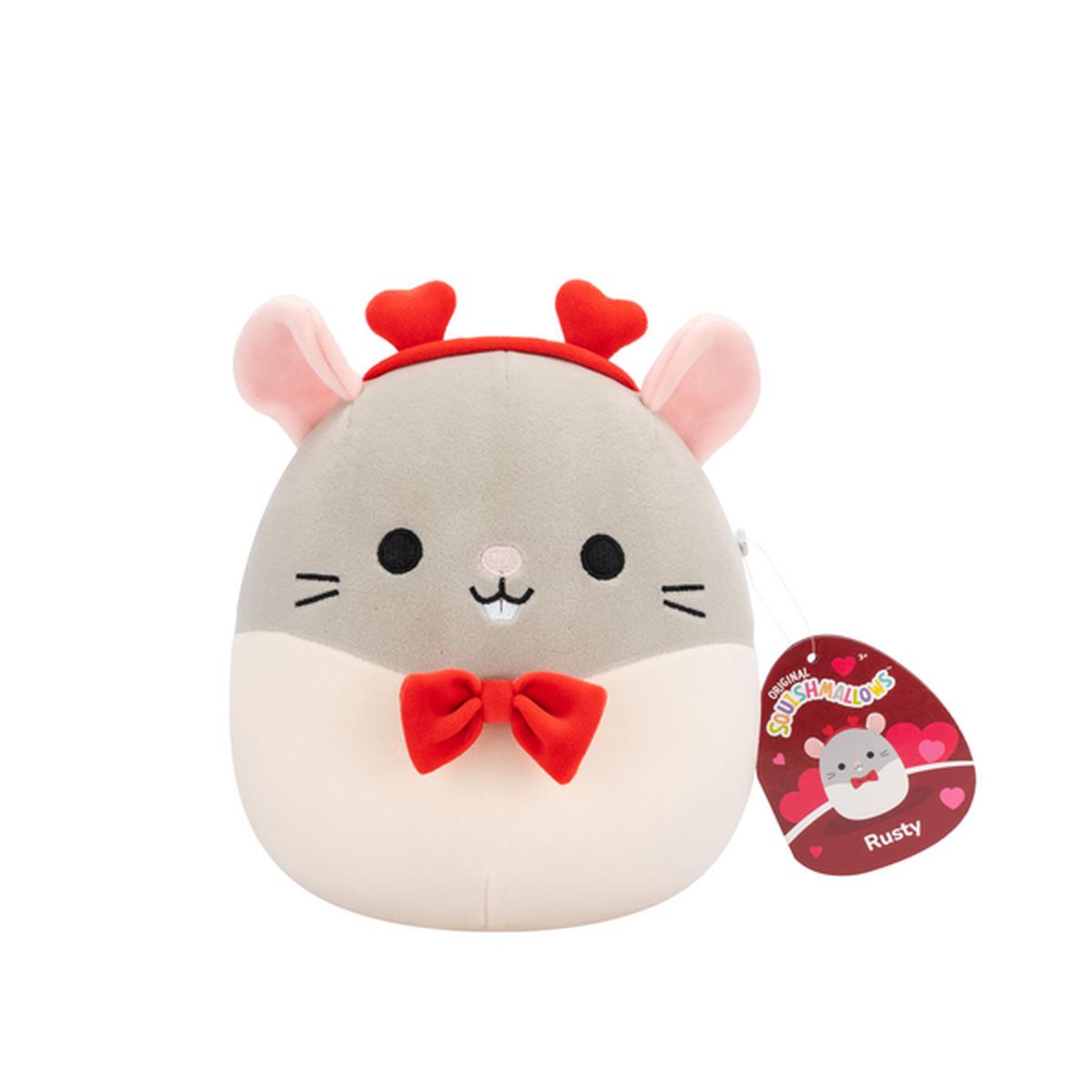 Squishmallows 7.5 Inch Plush Valentines Rusty The Grey Rat