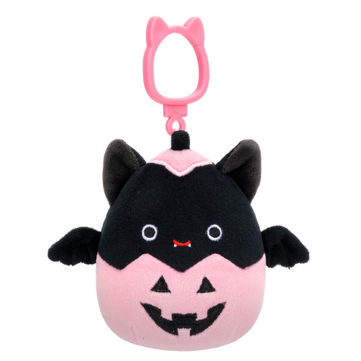Squishmallows Season Halloween 3.5 Inch Plush Clip-On Emily Black Bat In Pink Jack-O-Lantern
