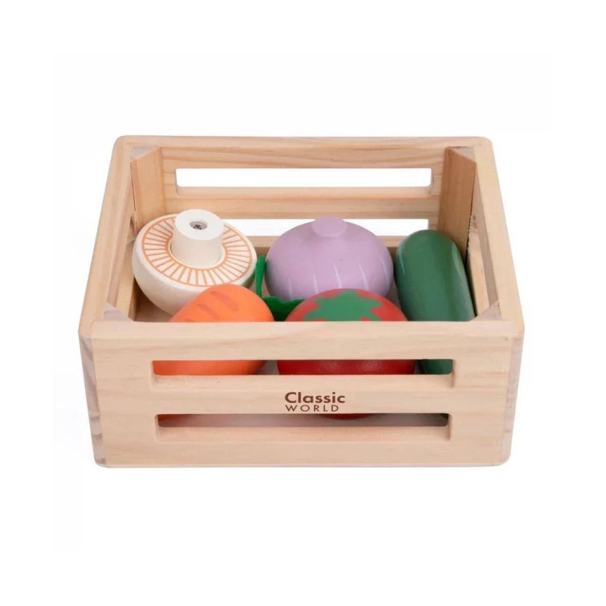 Classic World Wooden Crate with Vegetables