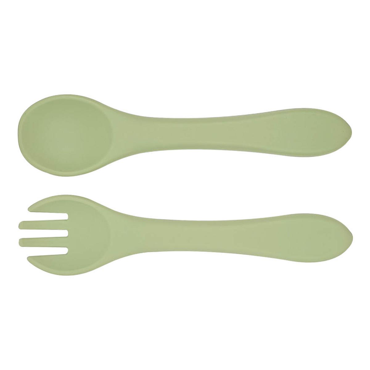 Baby Cloud Silicone Spoon/Fork Green