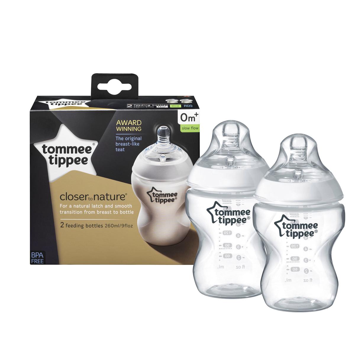 Tommee Tippee Closer to Nature Feeding Bottles (0m+) 2 Pack