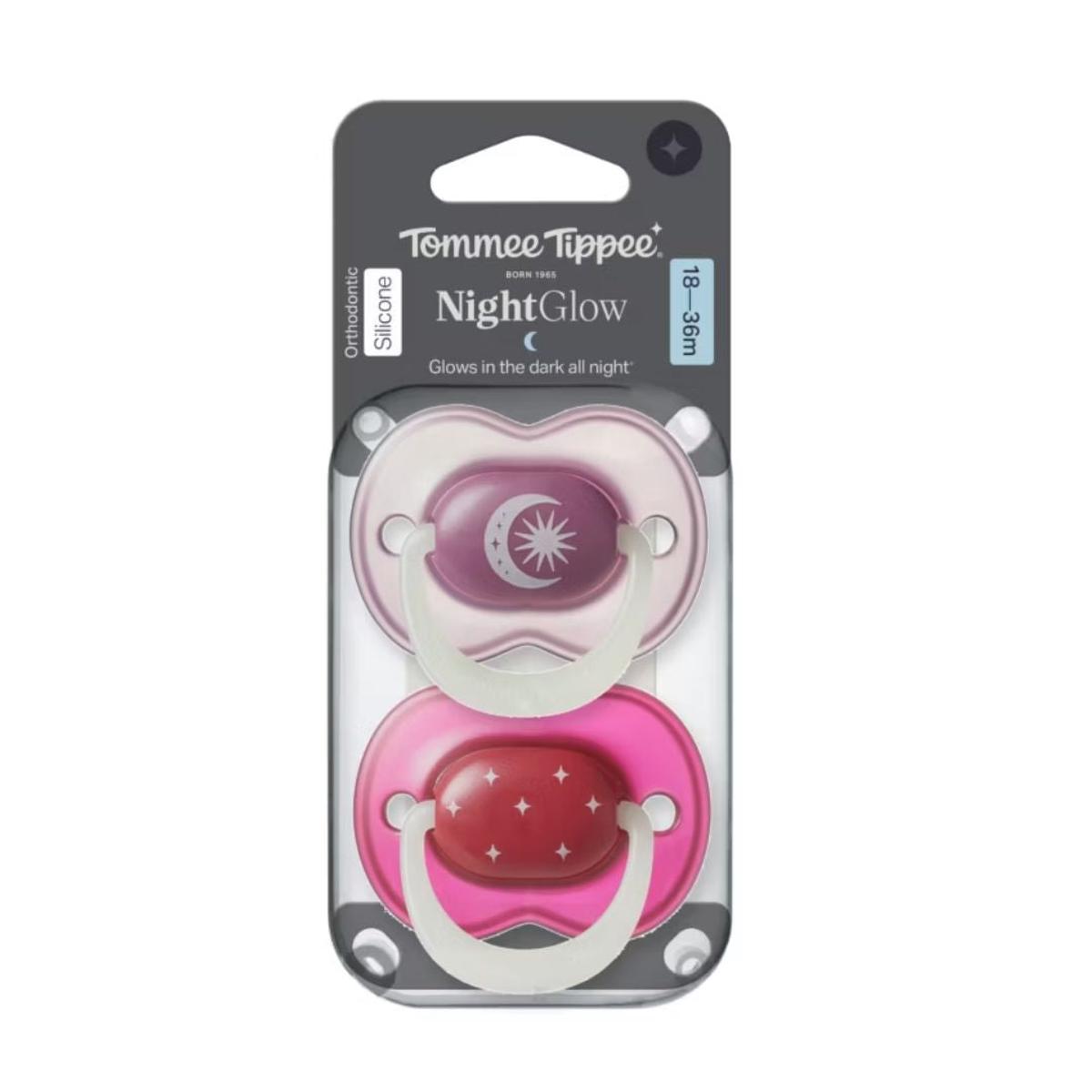 Tommee Tippee NightGlow Dummy (2 Pack) 18-36 Months Assorted