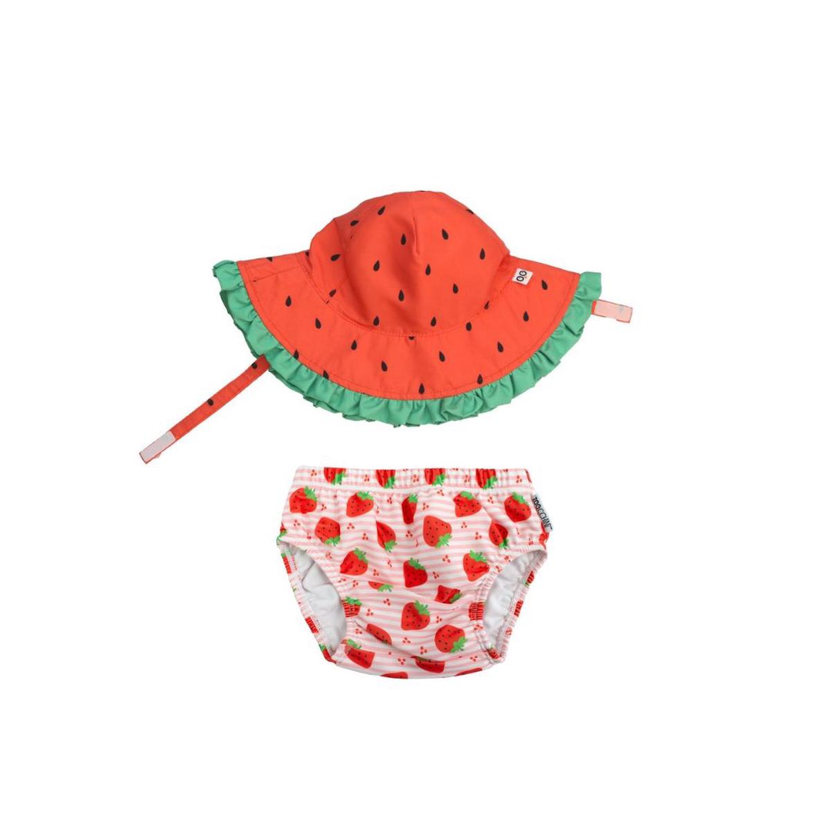 Baby/Toddler Swim Diaper & Sun Hat Set - Strawberry Delight