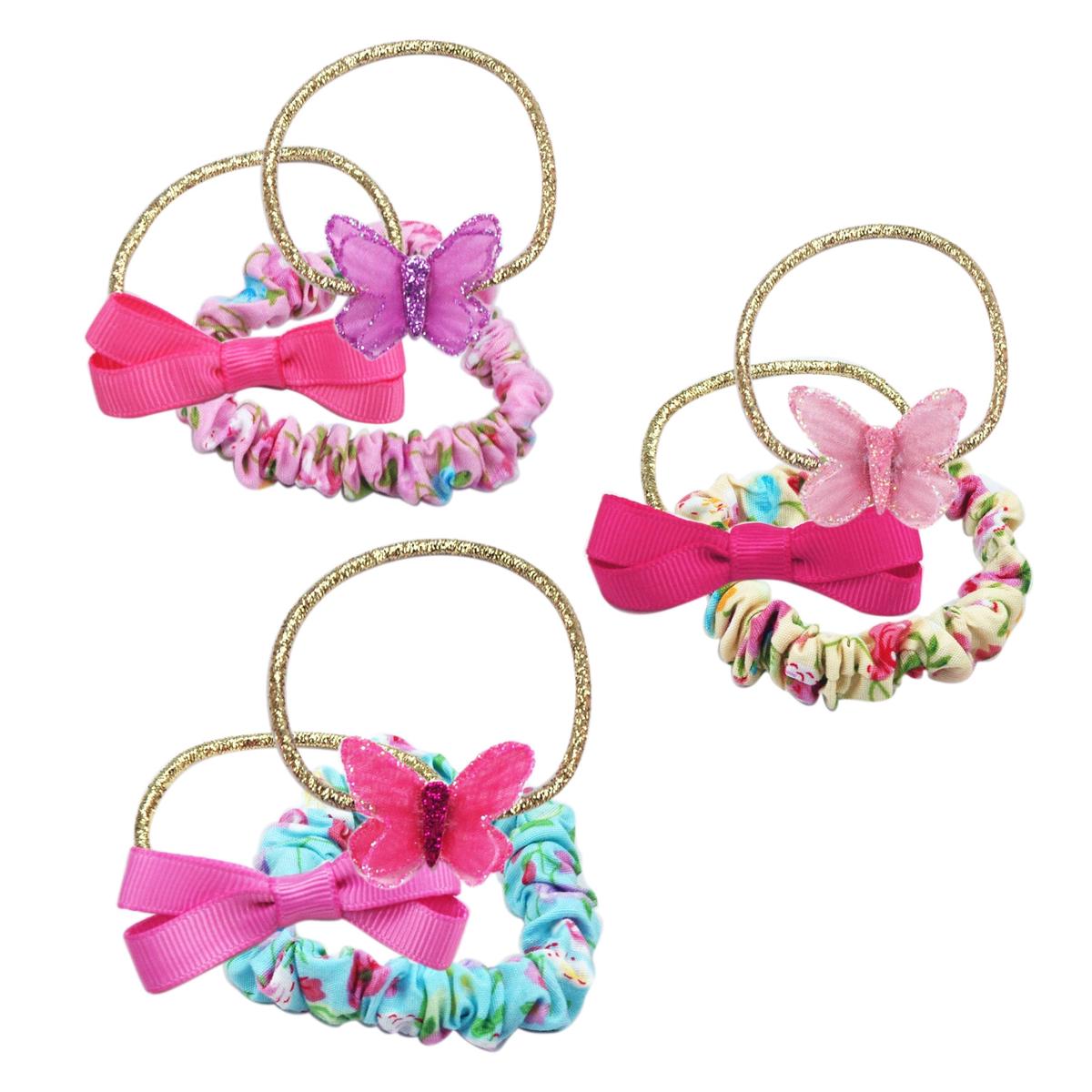 Pink Poppy Butterflies & Florals Hair Elastics Set Assorted Styles