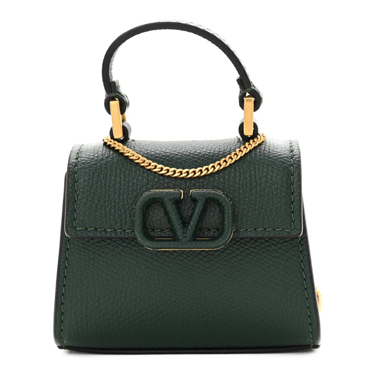 Calfskin Micro VSling Top Handle Shoulder Bag Green