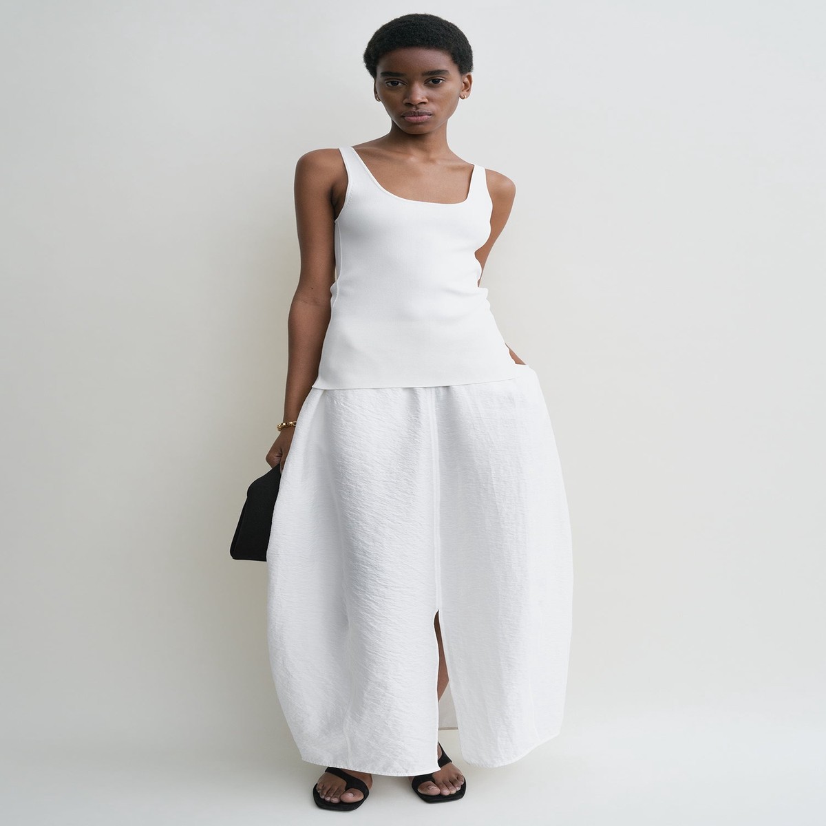 Parachute skirt white petite