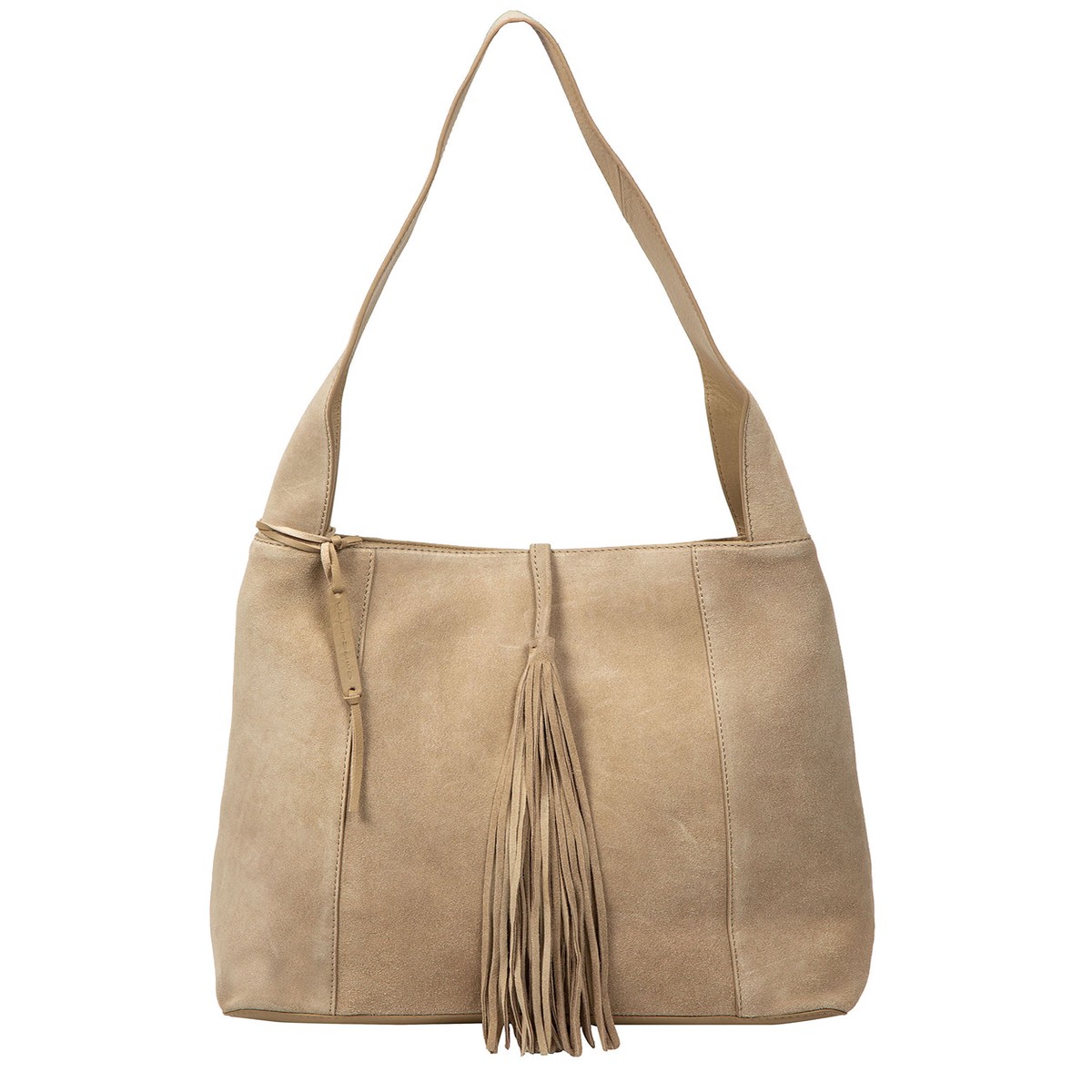 'Anitta' Beige Suede Shoulder Bag