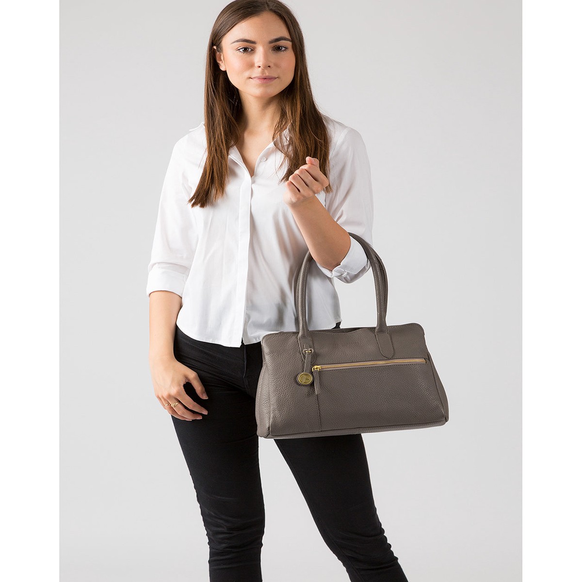 'Darley' Grey Leather Handbag