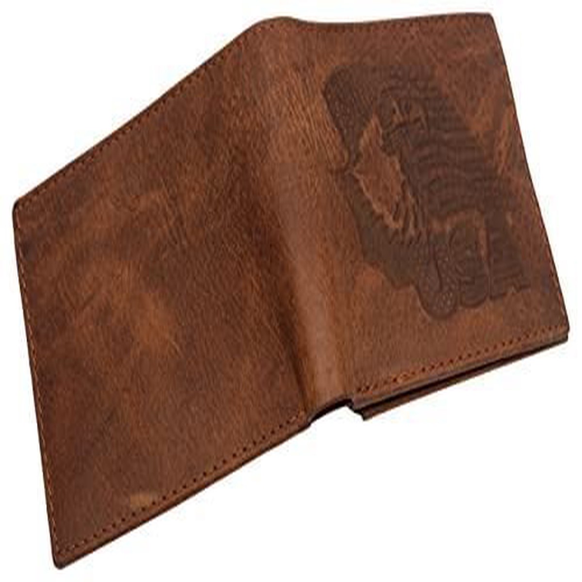 RFID Blocking Real Leather Slim Bifold Wallet Center ID Flap Window Engraved Log