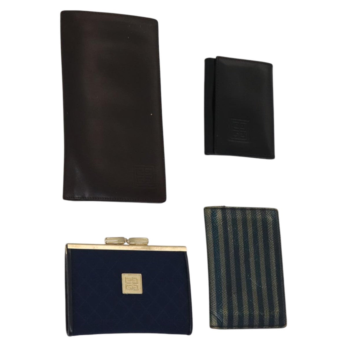GIVENCHY Key Case Billfold Leather 4Set Navy Black Auth bs21638