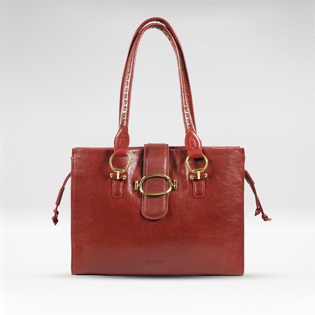 Moon 04 Red Leather Tote Bag
