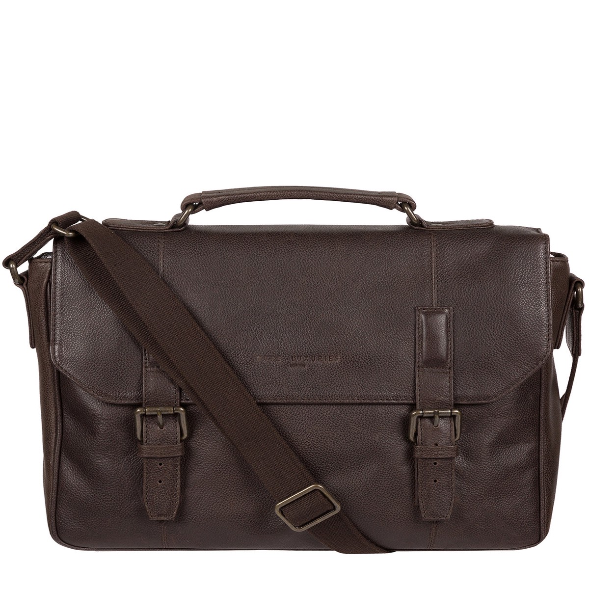 'Idris' Cocoa Leather Briefcase