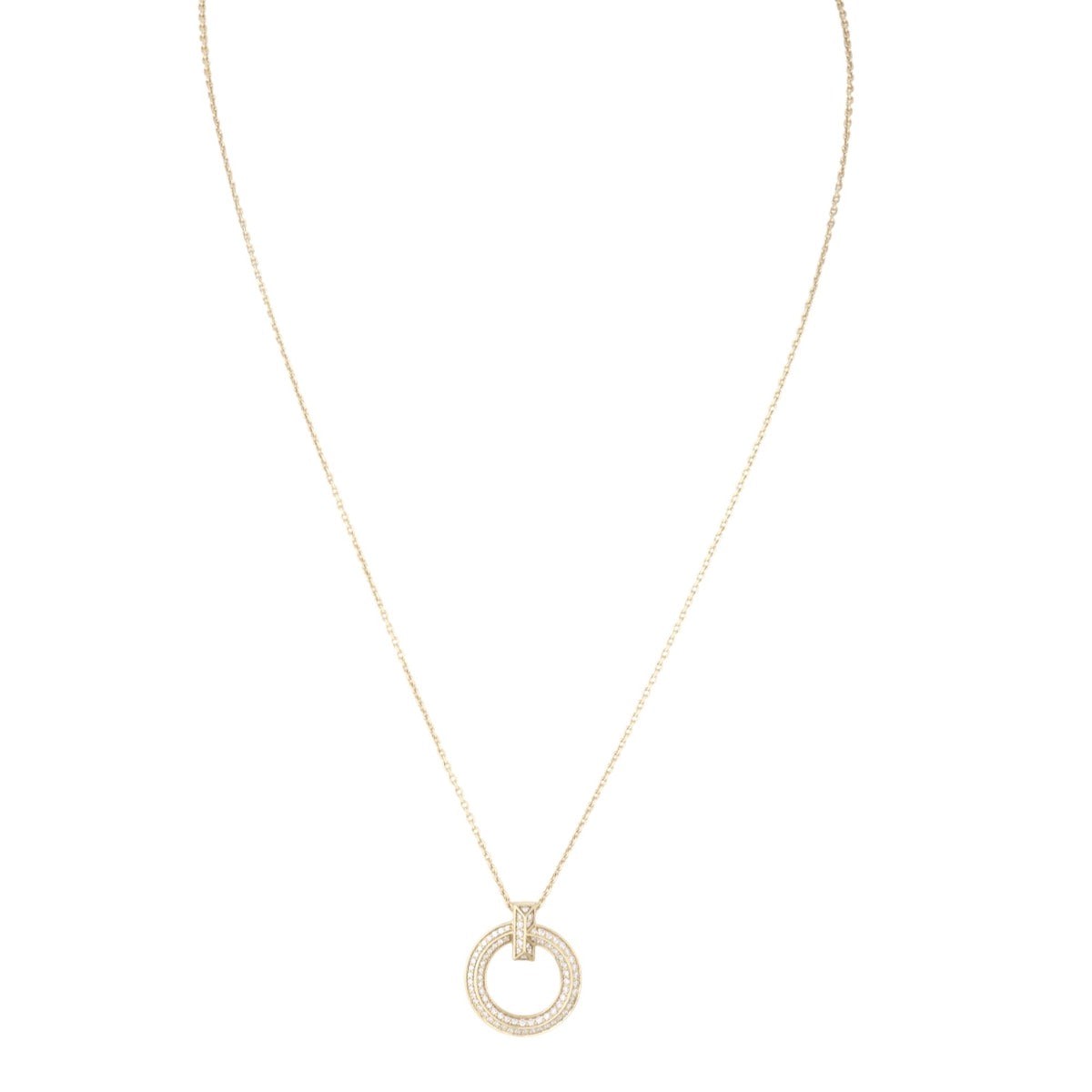 Tiffany & Co T1 Narrow Circle Diamond 18k Yellow Gold Pendant Necklace