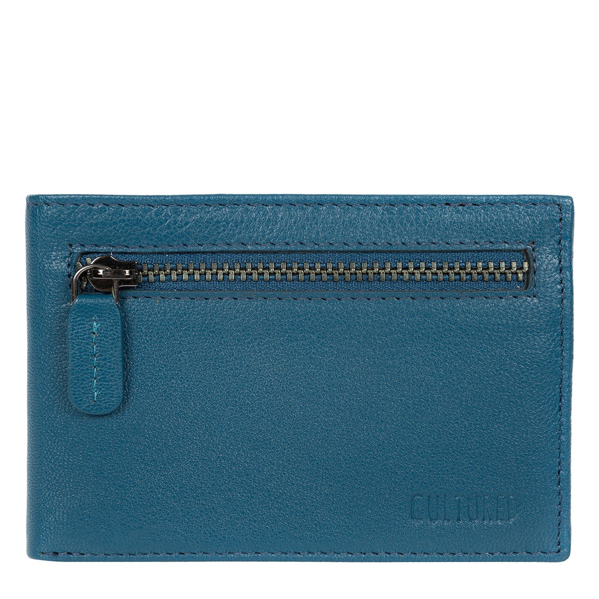'Victor' Teal Leather Tri-Fold Wallet