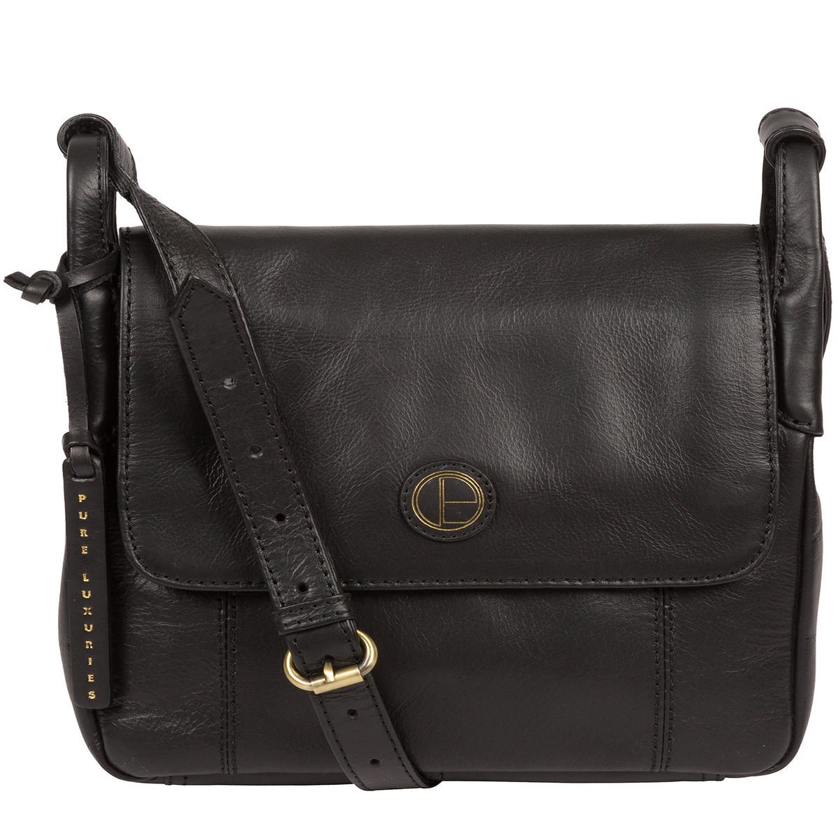 'Houghton' Vintage Black Leather Cross Body Bag