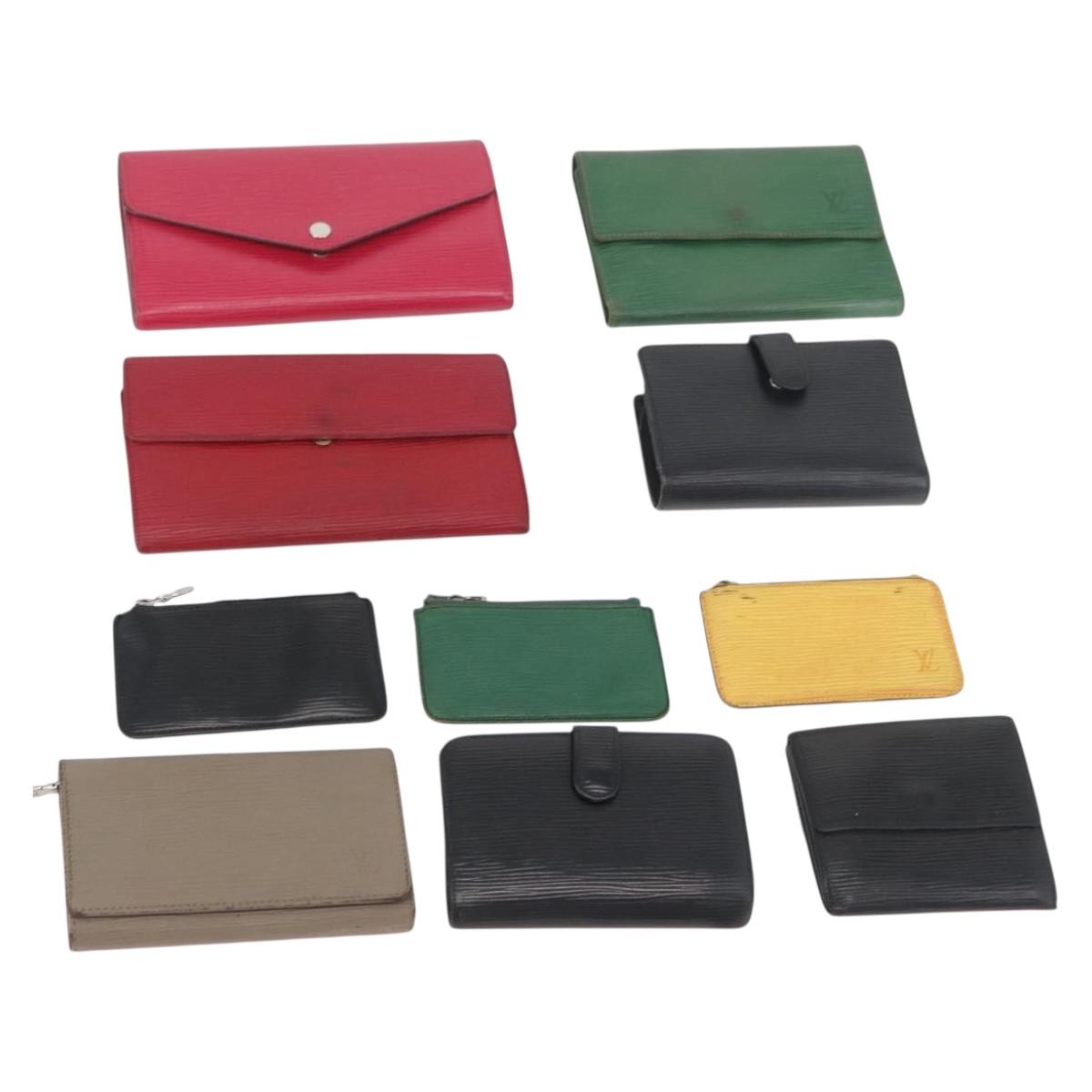 LOUIS VUITTON Epi Wallet 10 Set Black Red yellow LV Auth CB255