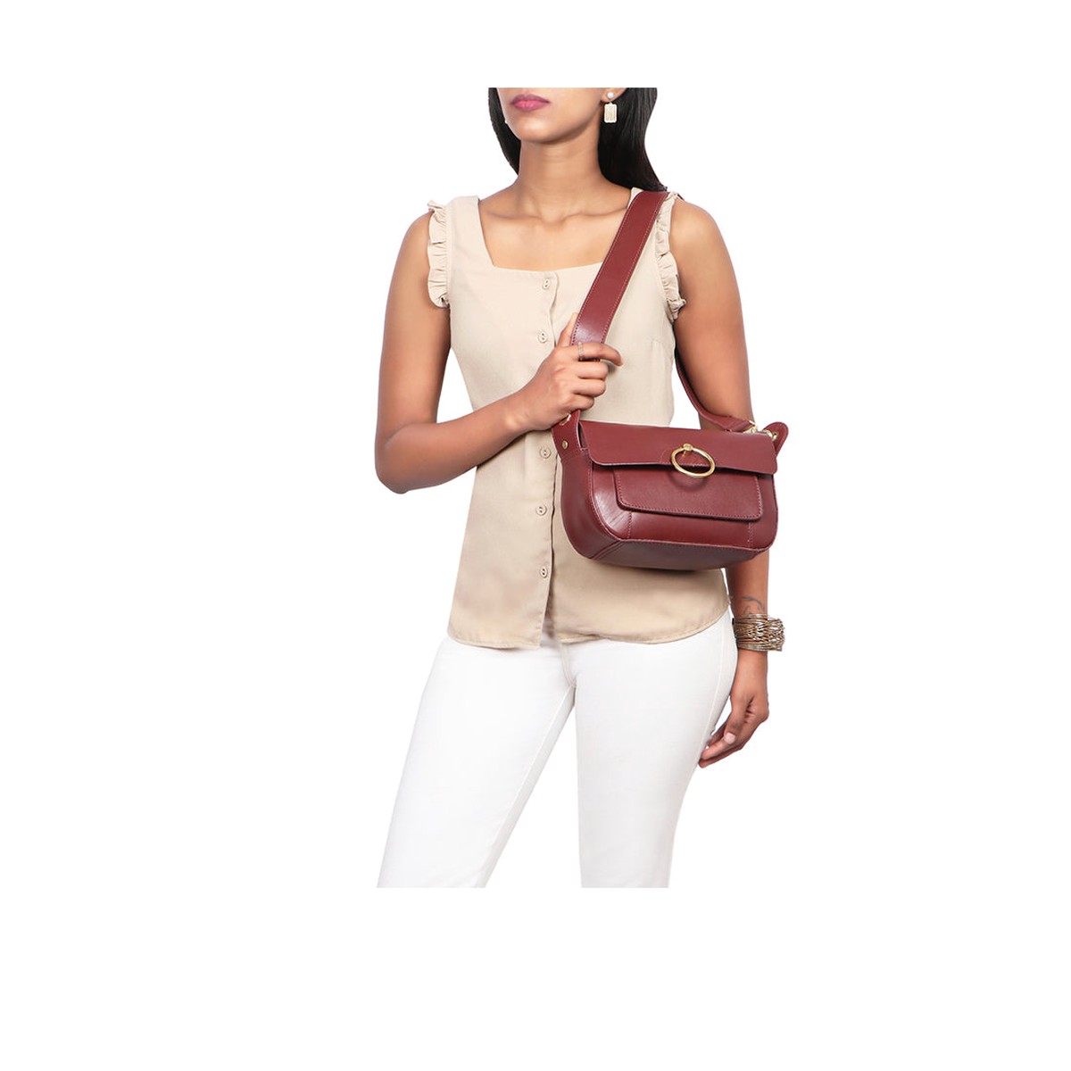 Rebel 03 Marsala Leather Sling Bag