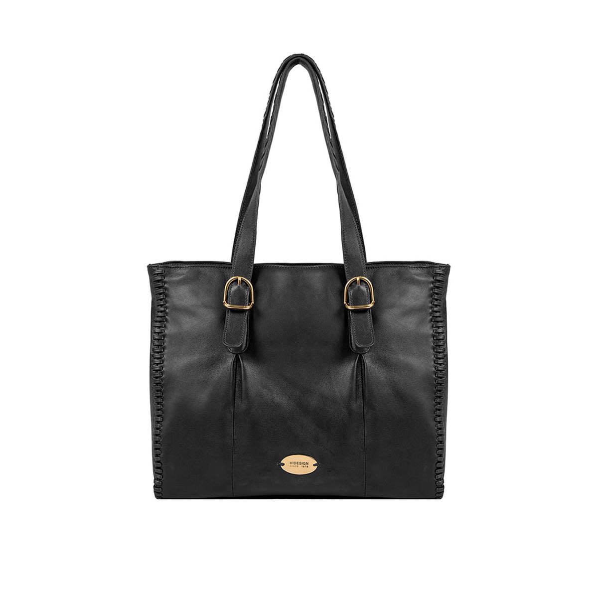 Rhubarb 02 Black Leather Tote Bag