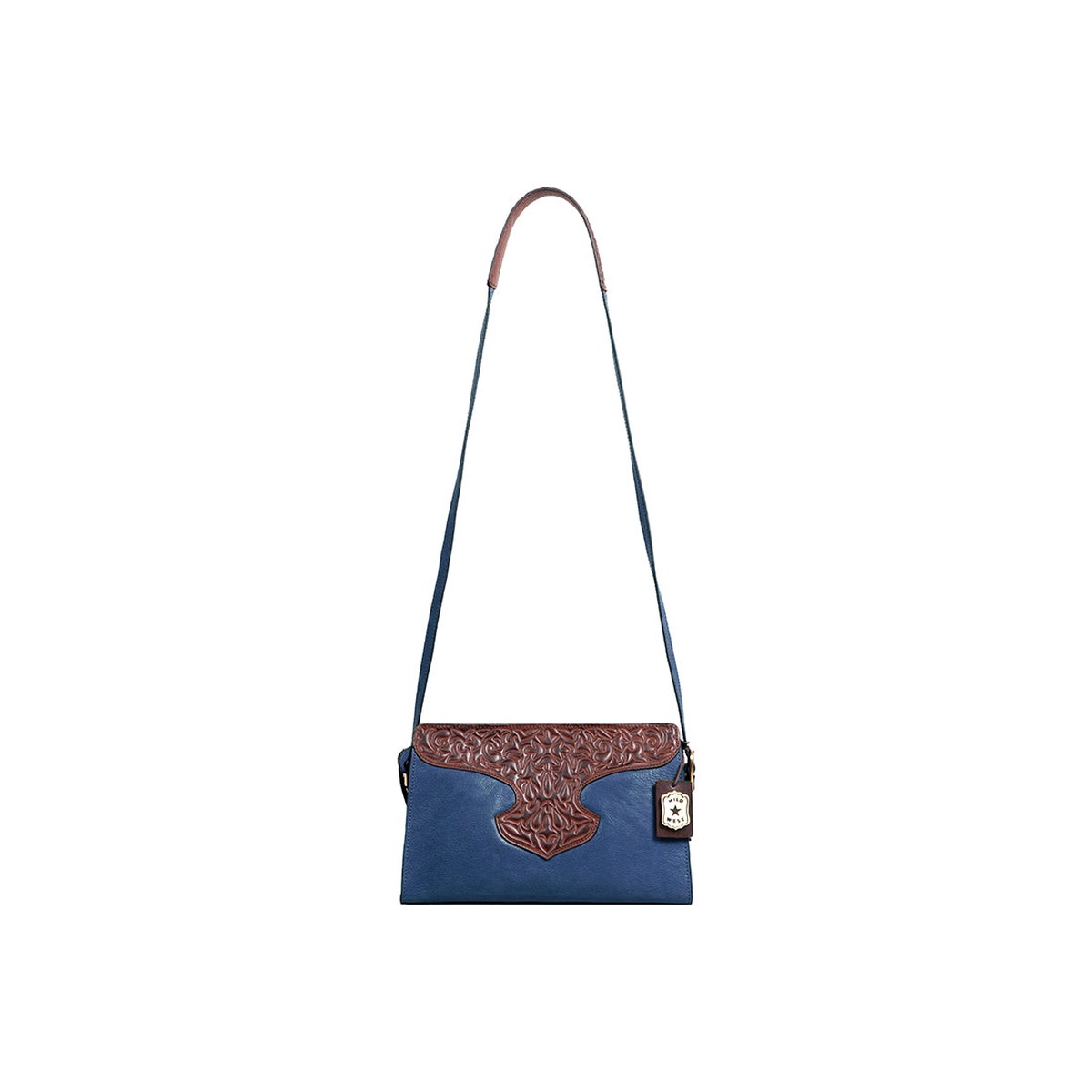 Sally Scull 02 Blue Leather Sling Bag