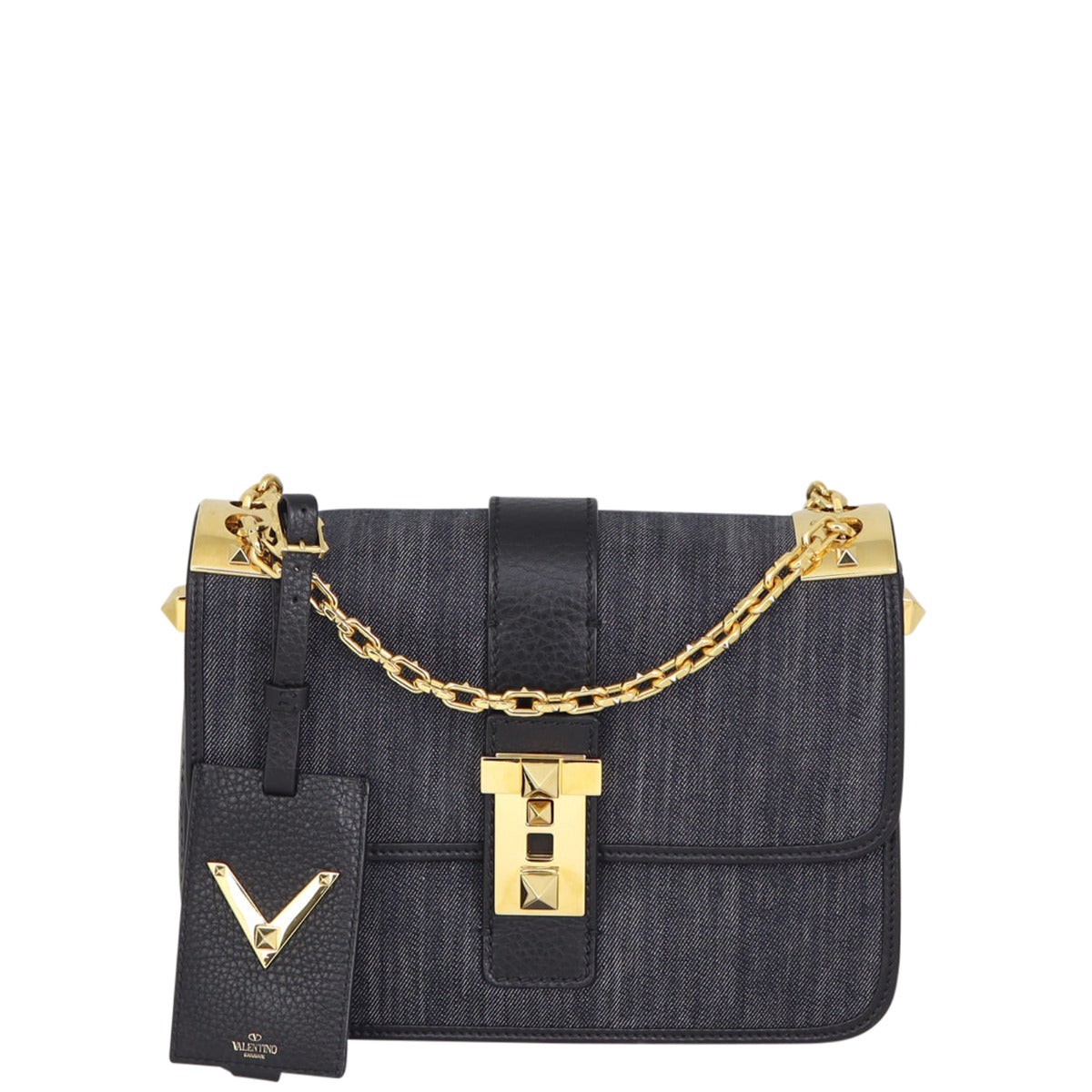 Valentino B-Rockstud Denim Shoulder Bag