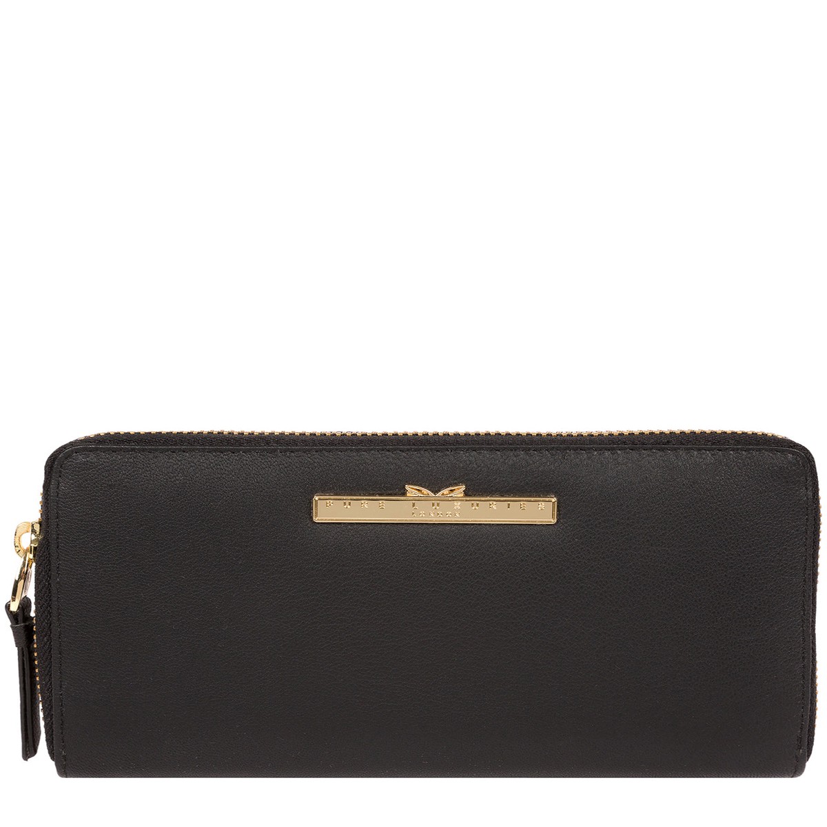 'Robin' Black Leather Zip Round Purse