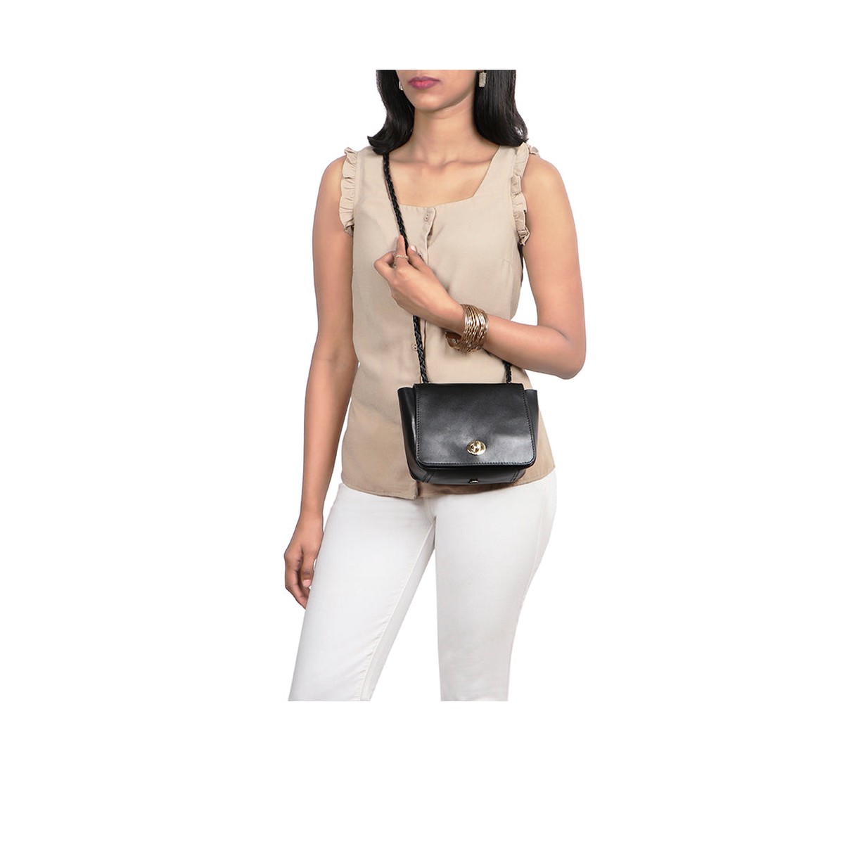 Charlyne 01 Black Leather Sling Bag