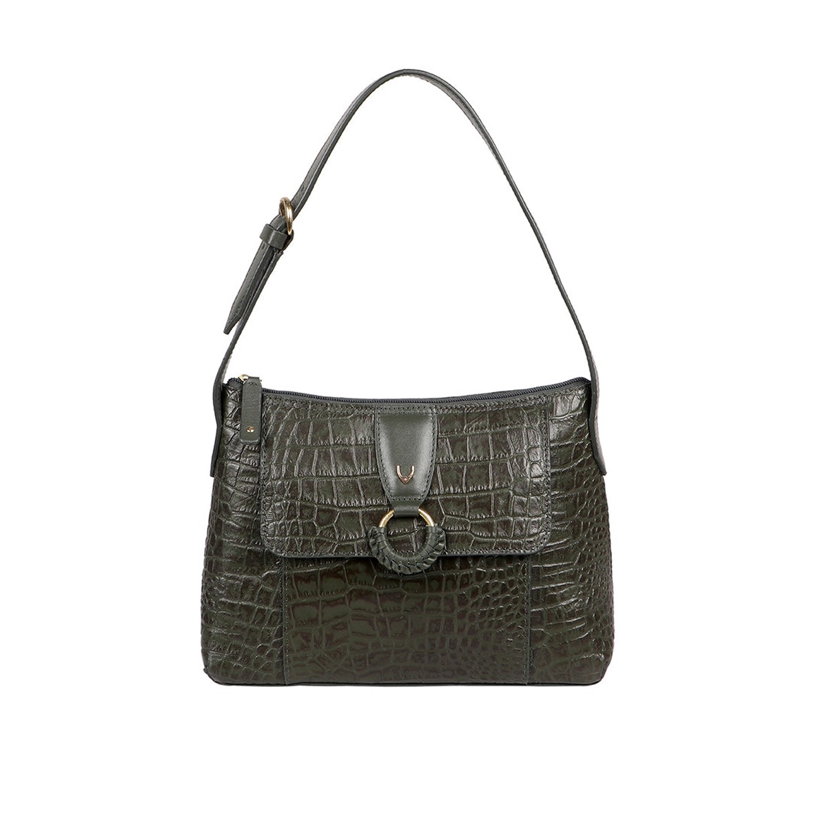 Medallin 02 Green Leather Shoulder Bag