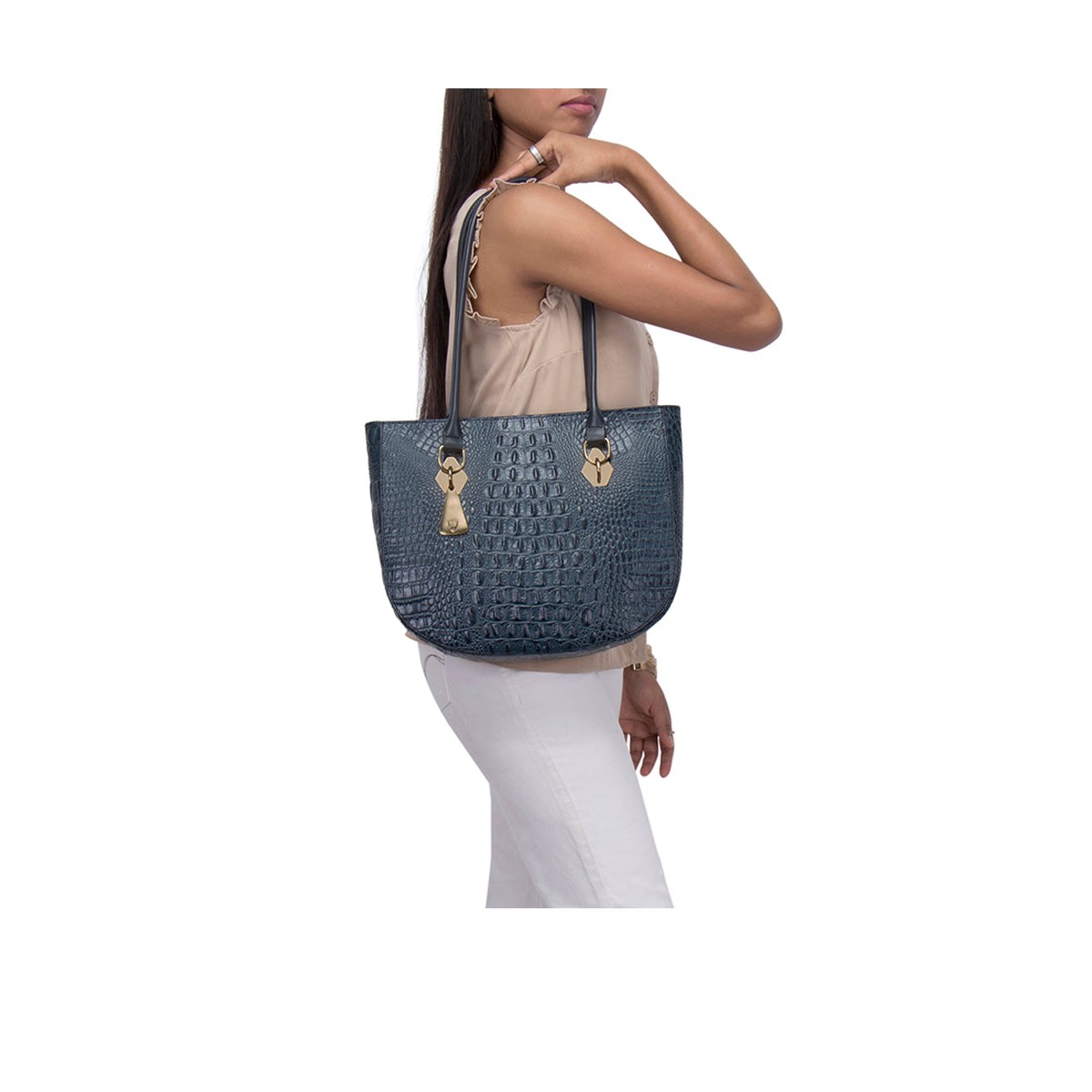 Boulevard 06 Sb Blue Leather Tote Bag
