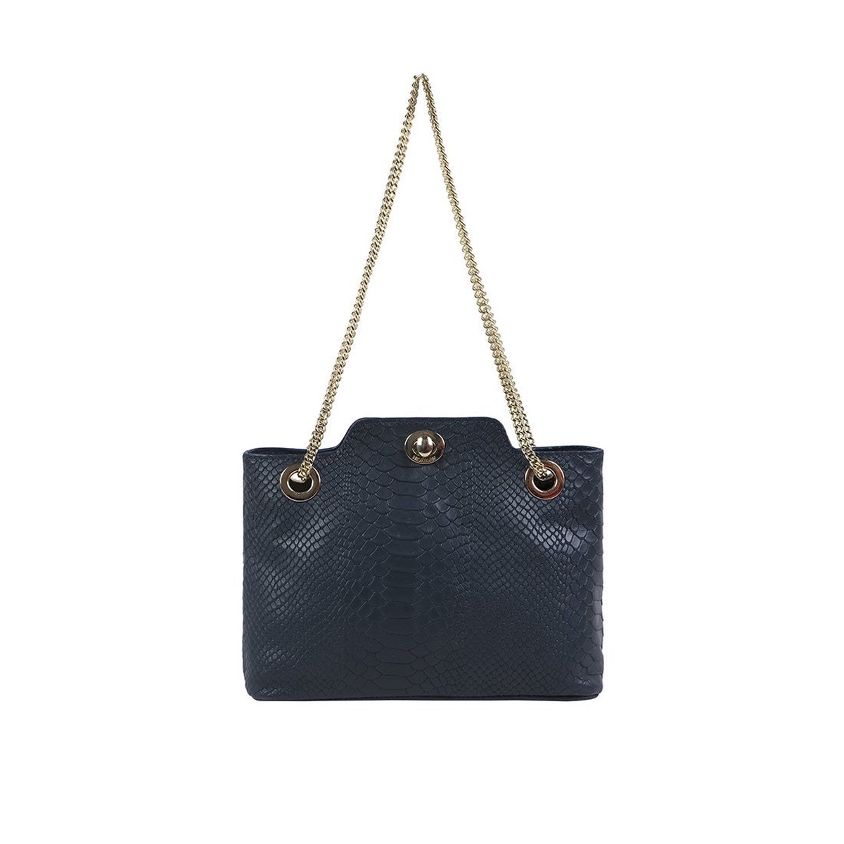 Ee Aliya 01 Blue Leather Shoulder Bag