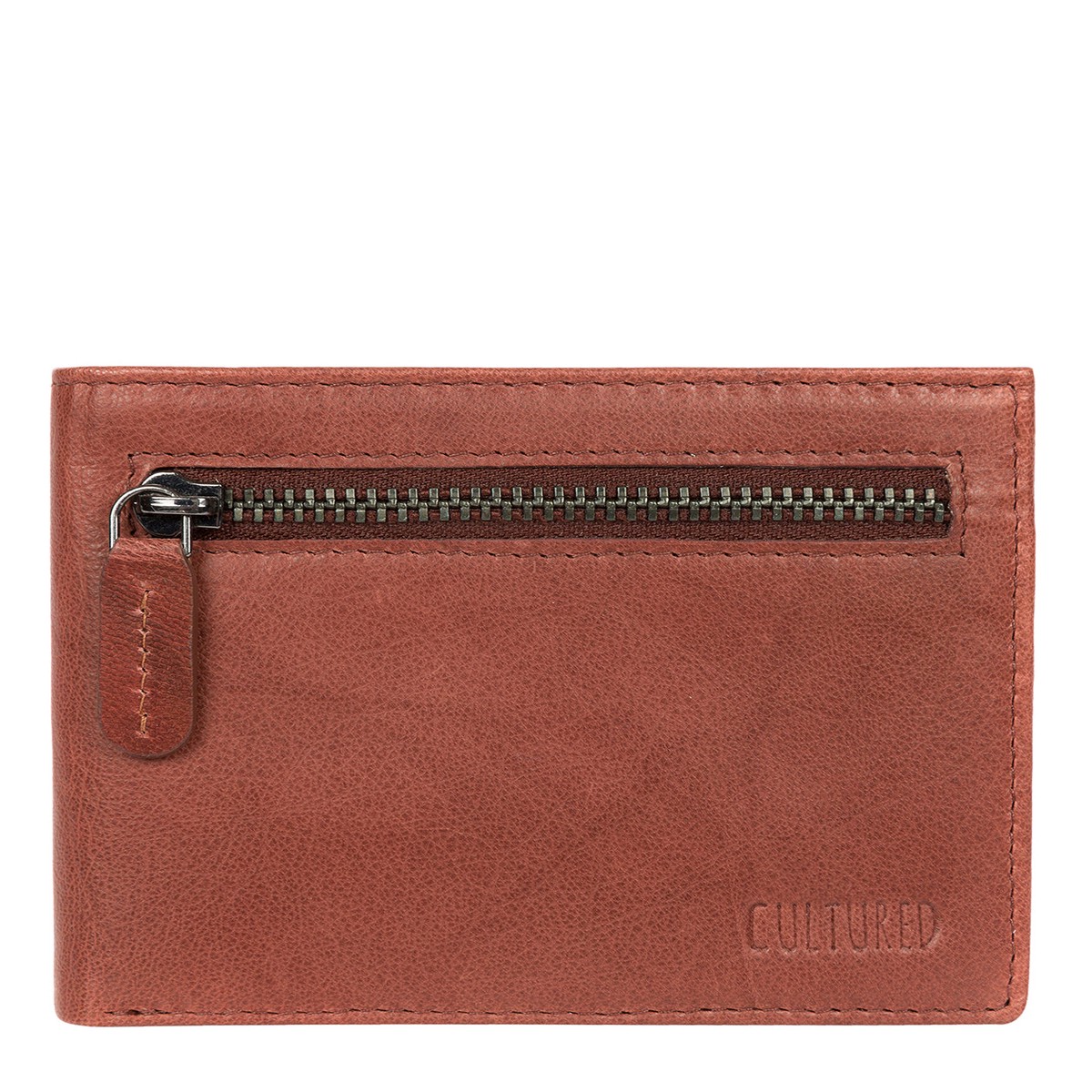 'Victor' Vintage Brick Leather Tri-Fold Wallet