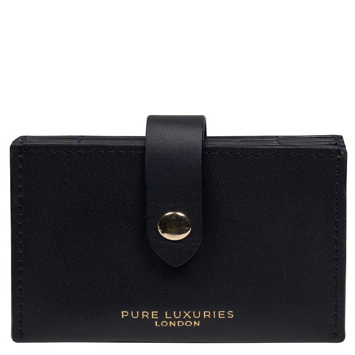 'Allie' Dark Navy Leather Accordion Card Holder