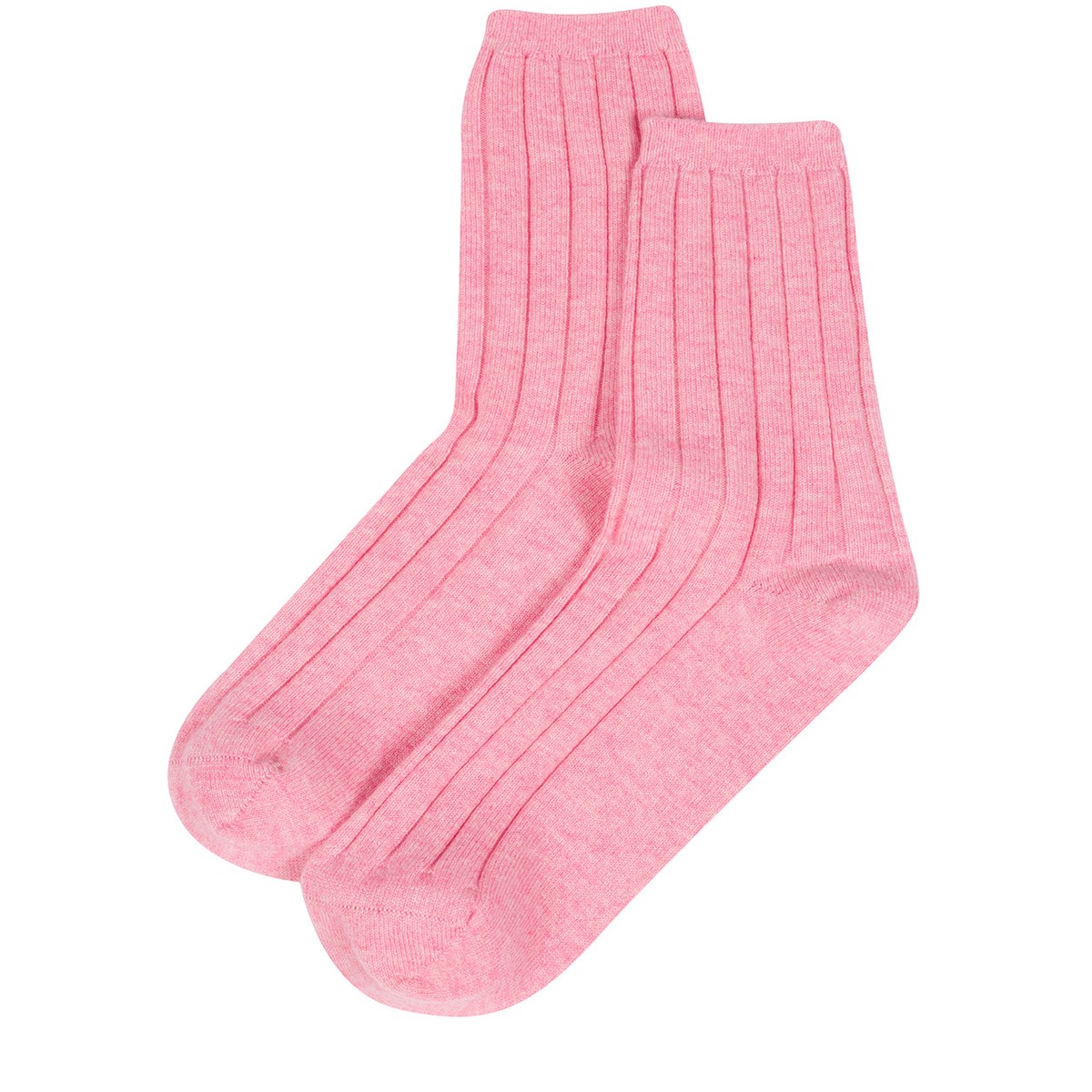 'Cartmel' Carnation Pink Cashmere & Merino Wool Medium Ribbed Socks