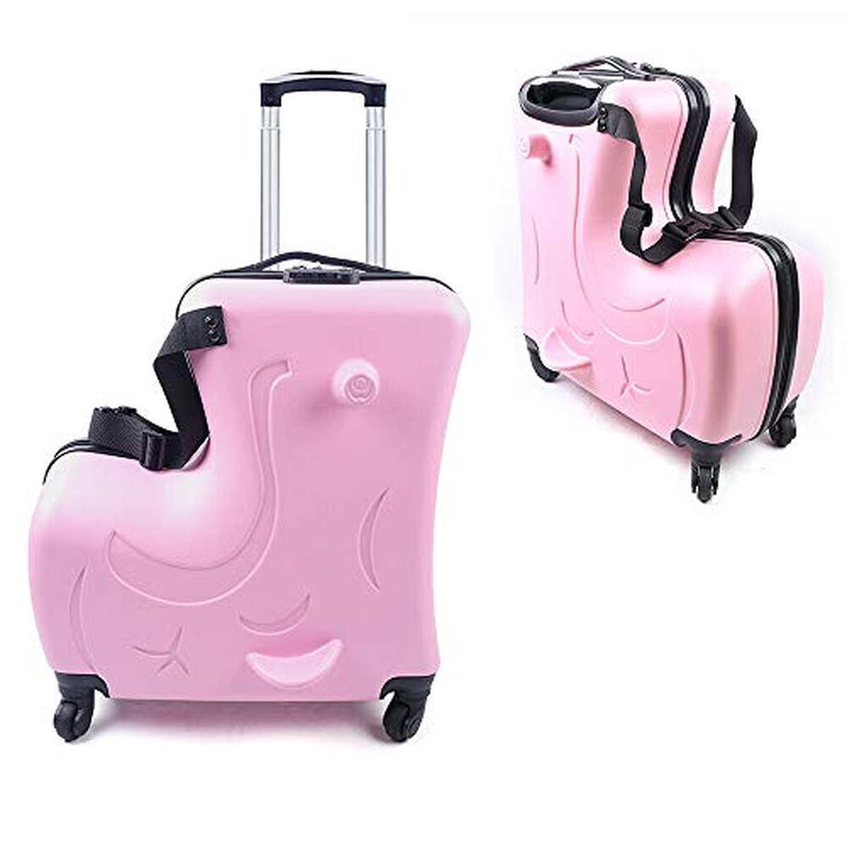20" Suitcase for Kids Kid Luggage Kid Travel Fashionable Appearance Rideable Funny Suitcase Kid Gift Recommended Age 2-8 Years Old (Pink)