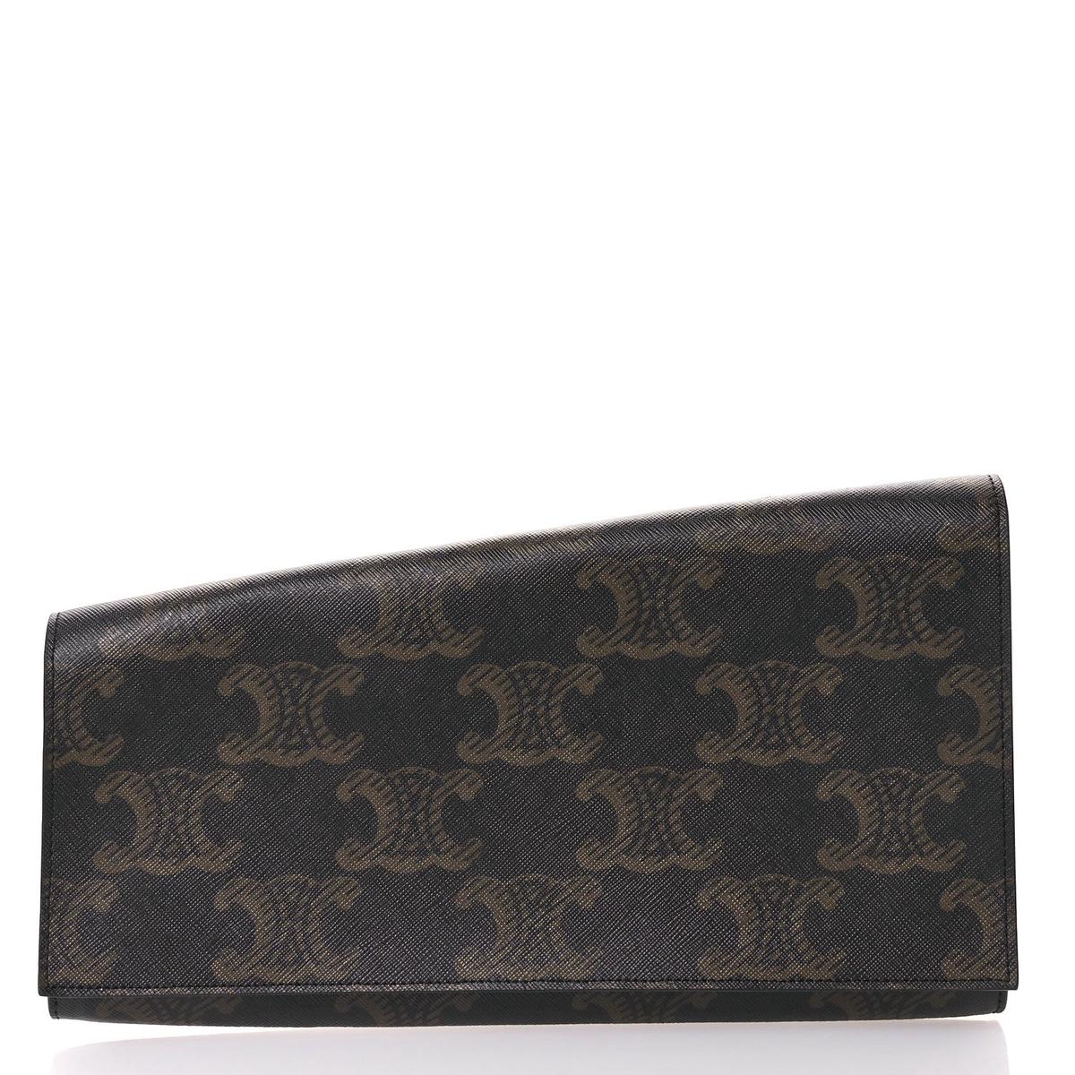 Triomphe Canvas Asymmetric Clutch Tan