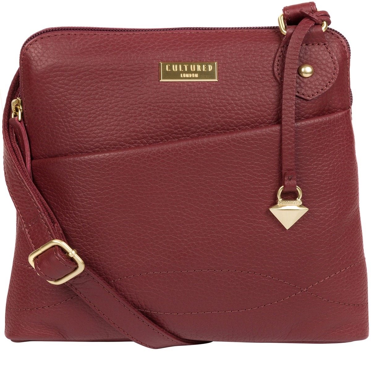 'Jarah' Ruby Red Leather Cross Body Bag