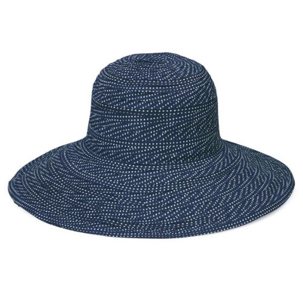 Wallaroo Women'S Scrunchie Sun Hat - Lightweight And Packable Sun Hat - Upf 50+, Navy With White