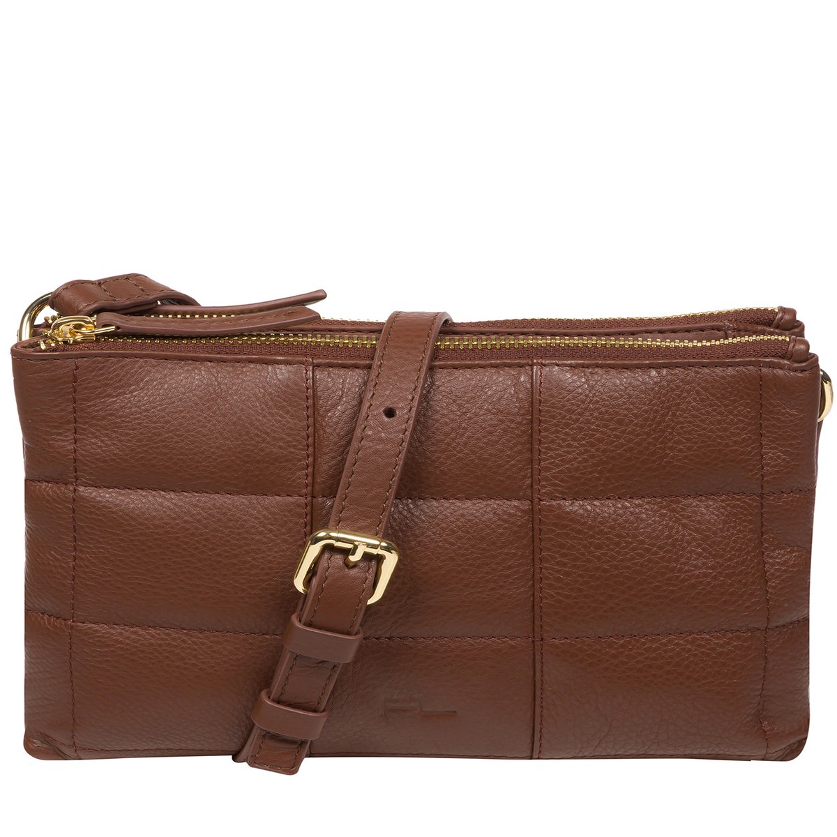 'Carmen' Dark Tan Nappa Leather Cross Body Bag