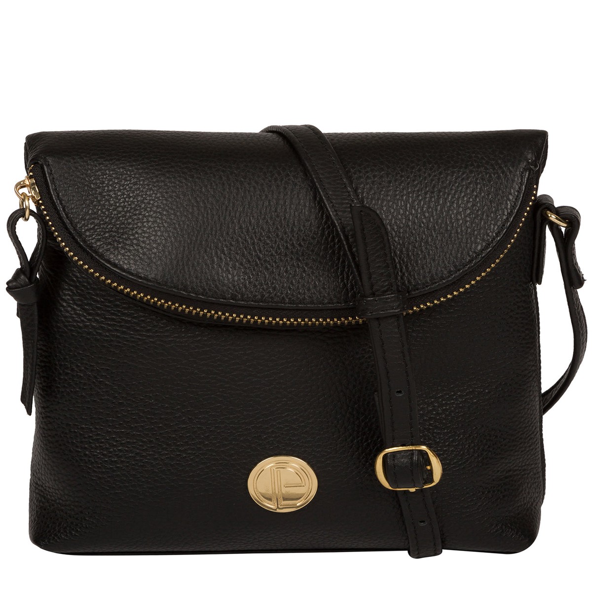 'Elfin' Black Leather Cross Body Bag