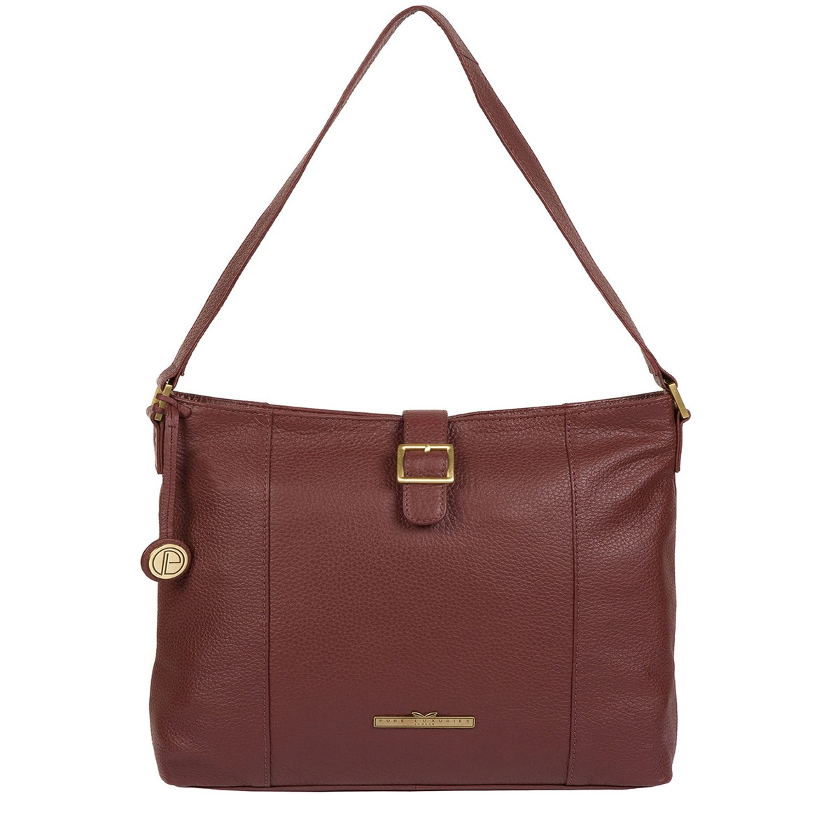 'Elaine' Port Leather Shoulder Bag
