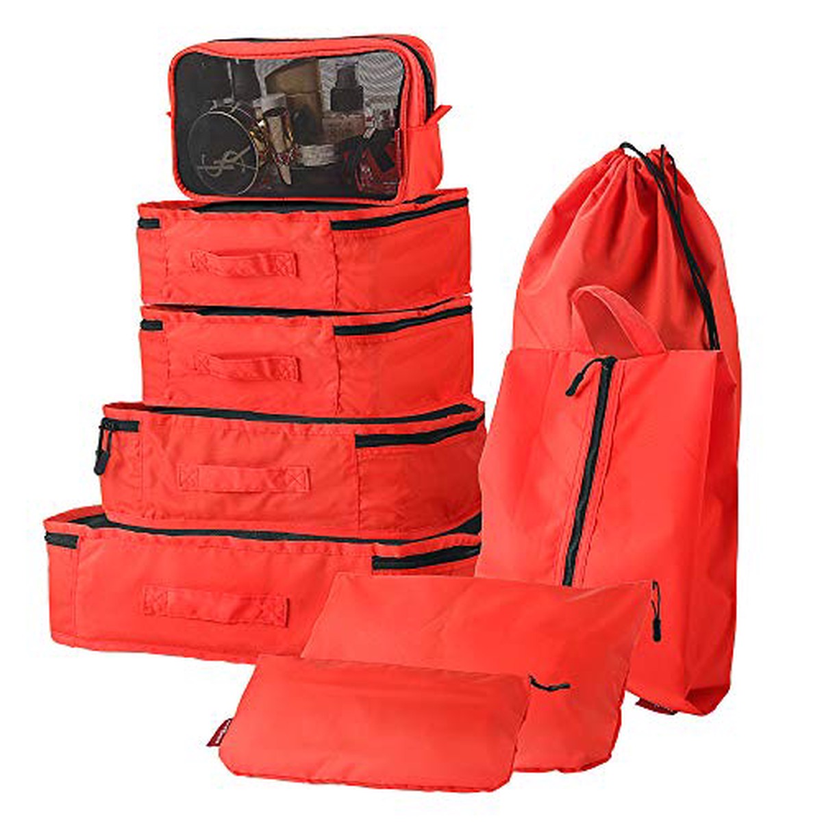 9 Set Packing Cubes, CHICMODA Travel Packing Organizers with Toiletry Bag, Red