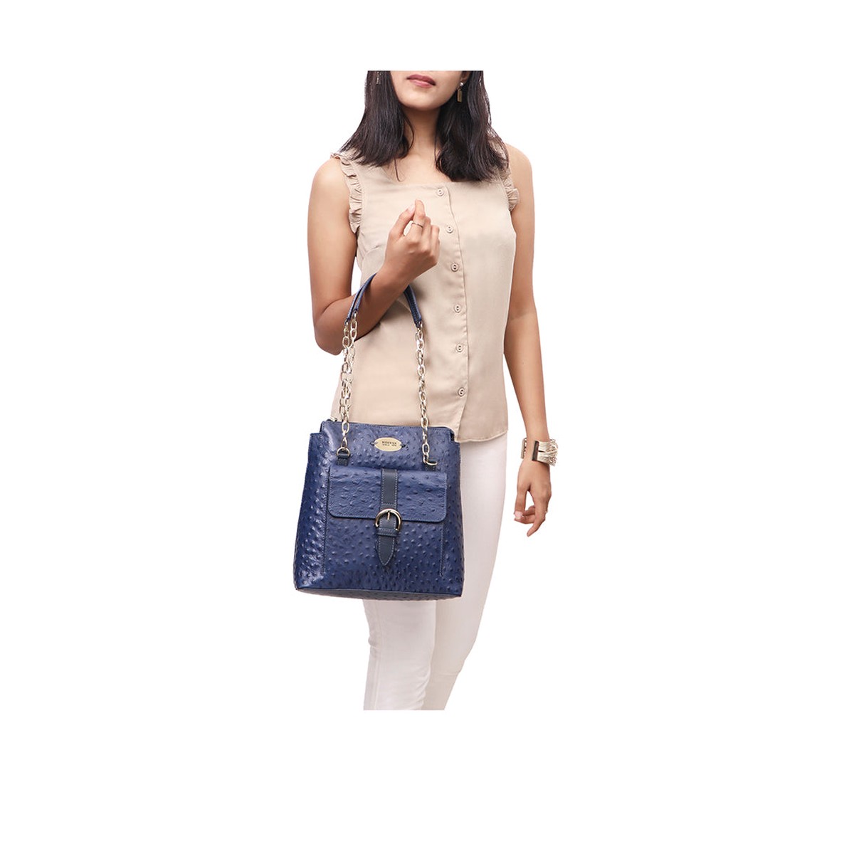 Eliza 02 Sb Blue Leather Shoulder Bag