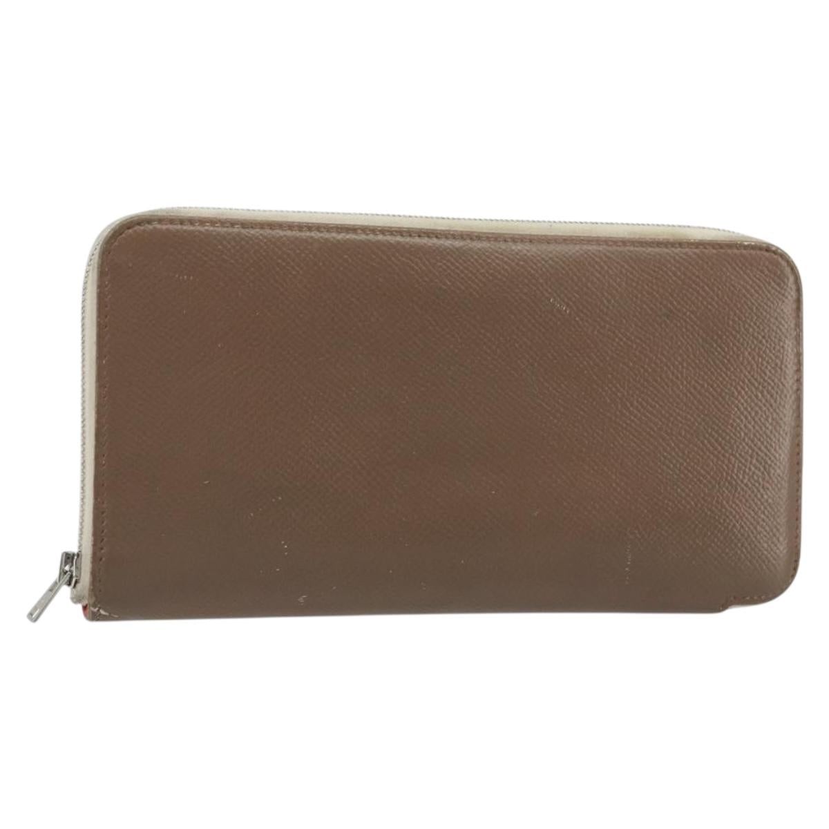 HERMES Azap Classic Long Wallet Leather Brown Auth bs35755