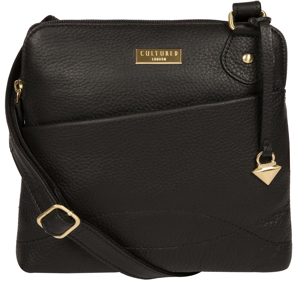 'Jarah' Black Leather Cross Body Bag