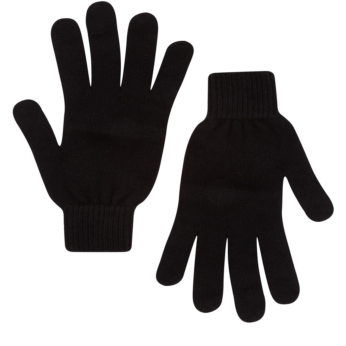 'Woodland' Black Cashmere & Merino Wool Large Gloves