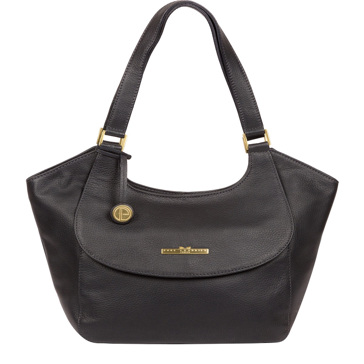 'Denisa' Midnight Blue Leather Tote Bag