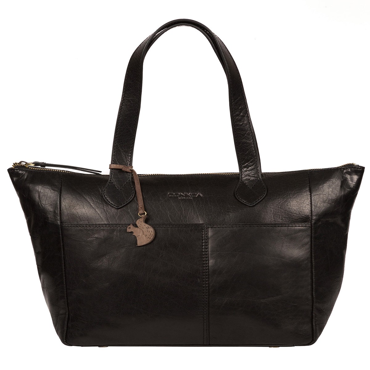 'Harp' Black Leather Tote Bag
