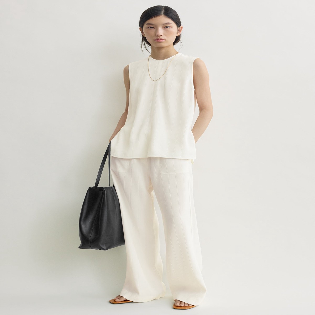 Woven stripe top meringue